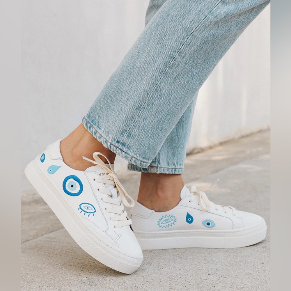 Soludos Ibiza Evil Eye Platform Sneakers Size 5.5